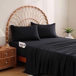 JSD Black Twin Sheet Set with Side Pocket Corner Straps, 3 Piece Soft Kids Microfiber Bed Sheets Extra Deep Pocket