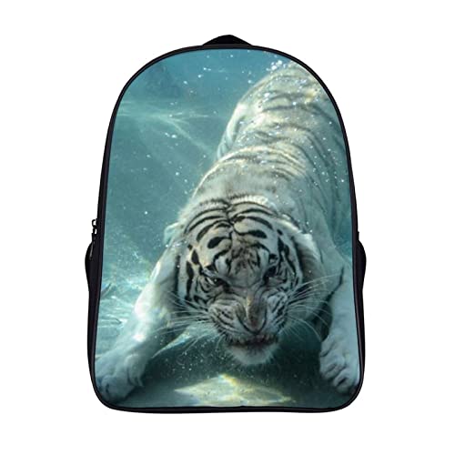 Sac à dos d'école imprimé tigre blanc 3D cool pour étudiant