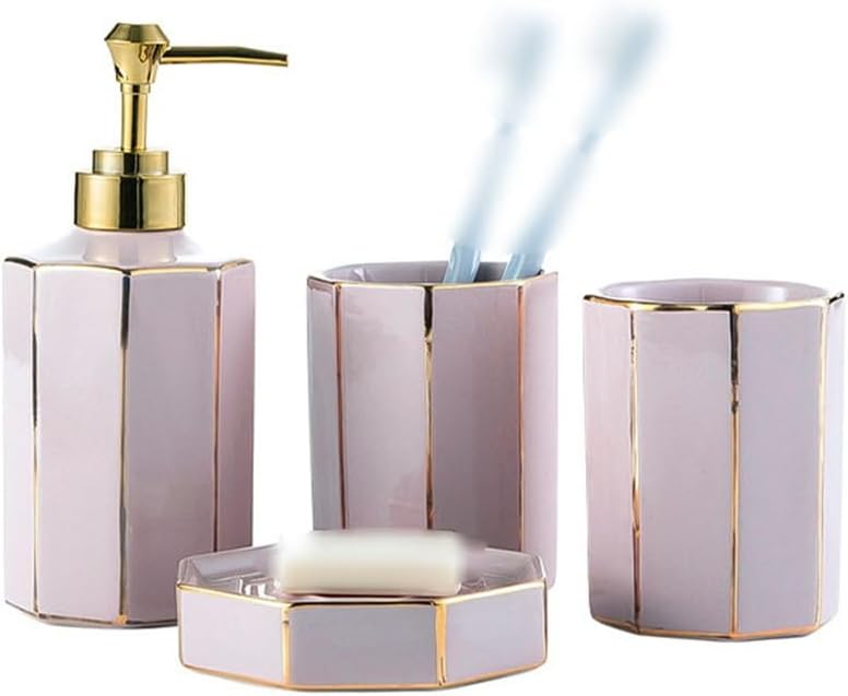 Pinks Gold Ceramic Bathroom Wash Set Mouthwash Cup Hand Sanitizer Bottle Hotel Bathroom Bathroom Four-Piece Set