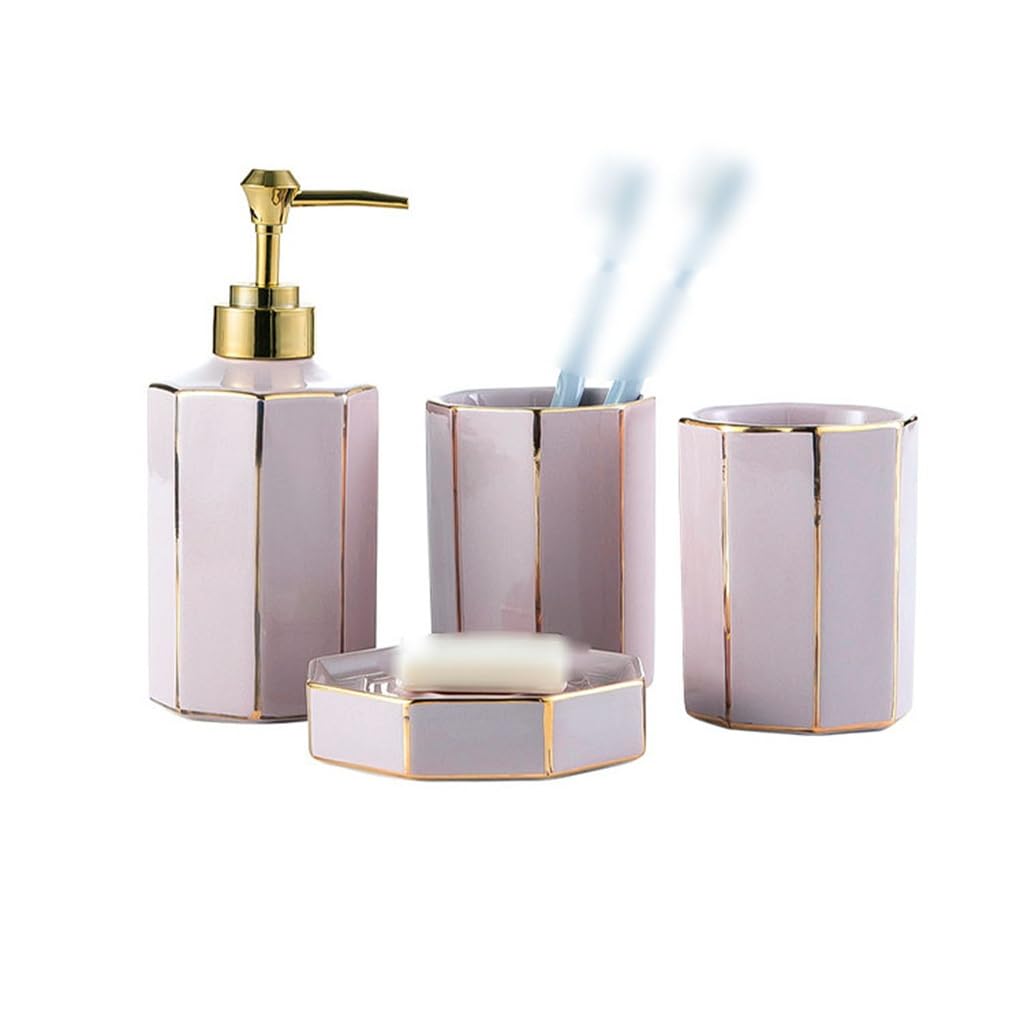 Pinks złoty ceramiczny zestaw do mycia łazienki kubek do płukania ust płyn do dezynfekcji rąk butelka hotel łazienka łazienka zestaw czteroczęściowy