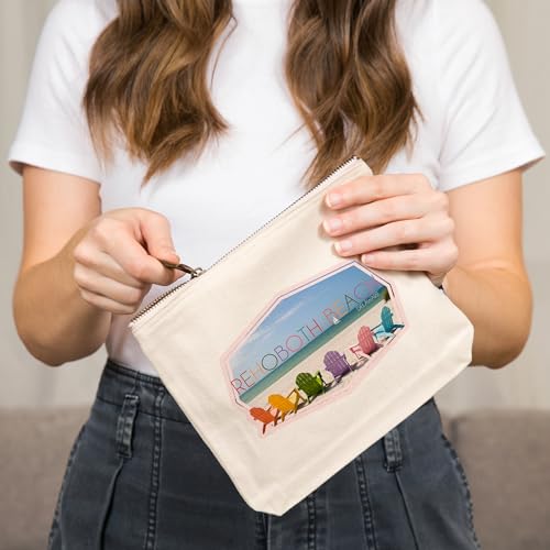 Lantern Press Rehoboth Beach, Delaware, Colorful Beach Chairs-, 100% Cotton Zipper Pouch, Travel Accessory, Go Bag2