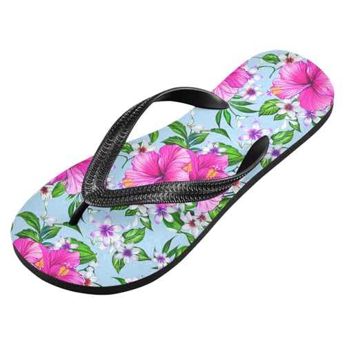 Pink Floral Lightblue Flip Flops for Beach Thong Sandals Anti-slip Lightweight Beach Slippers for Indoor Outdoor House2