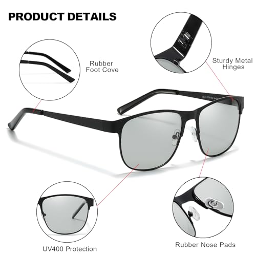 IGnaef Polarized Photochromic Sunglasses for Men Women Anti Glare Driving Sun Glasses IF37224