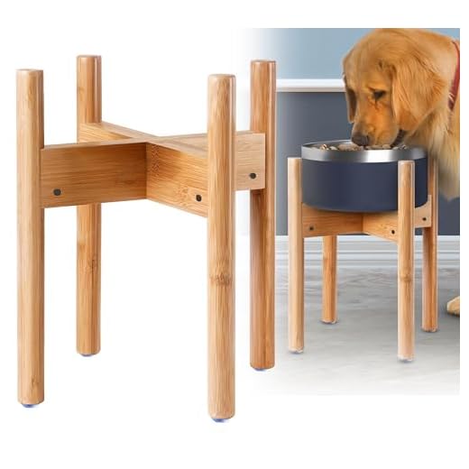 Dog Bowl Stand - Mid-Large Dogs Suitable - Elevate, Raise Bowl to 12-inch High - Adjustable, Fits Any Pet Food/Water Feeders, and Fountains - Durable Bamboo