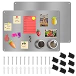 2 Pack Magnetic Board for Wall,42 x 30cm Fridge Magnet Board,Stainless Steel Magnet Display Boards to Notes Photos Spice Jars,Thin Magnetic Notice Boards for Kitchen Home Office