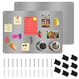 2 St&uuml;ck Magnettafel Magnetboard, 42 x 30 cm Edelstahl Magnettafel f&uuml;r K&uuml;che, A3 Magnetwand f&uuml;r Kinderzimmer, Notizen, Fotos, B&uuml;ro und Wohnung, Silber