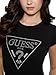 Guess Womens Short Sleeve Embellished Logo R3 Tee, Jet Black, Extra Large