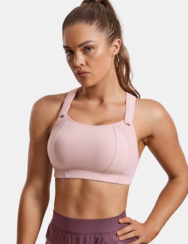 Image of SYROKAN Women's Sports Bra Front Adjustable Padded | High Impact, Racerback, Wireless, Plus Size, Full Coverage, Running Bra