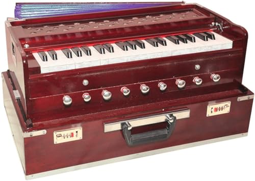 Best Harmonium 9 Stopper, Chudidaar Bellow, 42 Key, Two Reed(Bass-male),3 3/2 Octave,Couple, (Folding) Mahagony 02