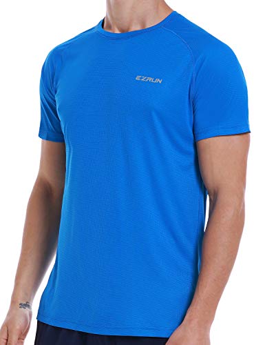 Men's Dry Fit Moisture Wicking Athletic T-Shirt Short Sleeve Workout Running Shirts for Men (Blue,XL)