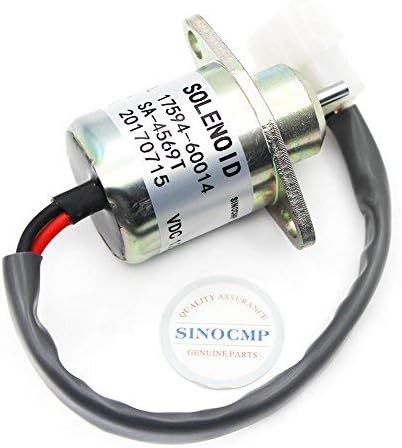 1503ES-12A5UC5S 17594-60014 SA-4569-T SA-4569T 12V Fuel Shut Off Solenoid - SINOCMP Fuel Flameout Solenoid For Kubota Yanmar Shutdown Solenoid, 3 Month Warranty