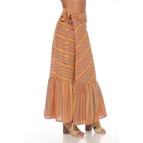 Ruffled Maxi Striped Wrap Skirt2