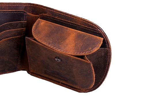 Mens RFID Blocking Bifold Wallet, Genuine Leather RFID-Blocking Card Holder Wallet for Men with Coin Pocket, Minimalist Slim Billfold Men’s Wallet, Gift for Him, Brown3