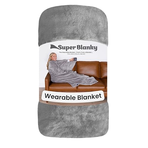 Super Blanky Aspen Gray Wearable Blanket with Pocket Sleeves — view 8
