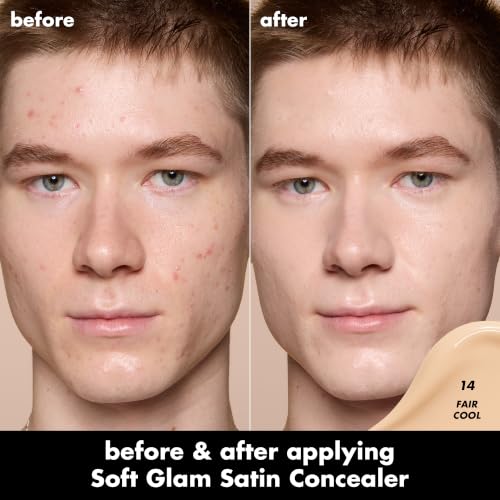 Image of e.l.f. Soft Glam Satin Concealer, Medium Coverage For Blemishes & Under-Eye, Crease-Resistant, Long Lasting, Vegan & Cruelty-Free, 14 Fair Cool