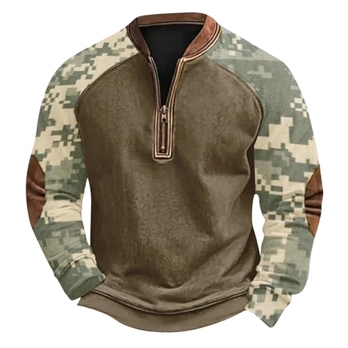 ZEFOTIM Camouflage Sweatshirt for Men Stylish Spring 1/4 Zip Pullover Graphic Mens Camo Sweatshirt Sweatshirts