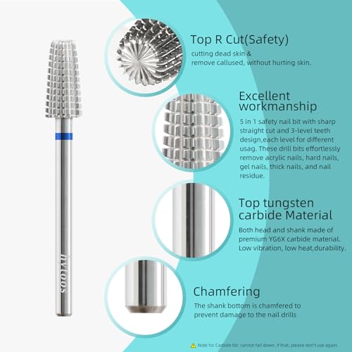 Foret à ongles carbure bidirectionnel de sécurité de 3/32" gel - 4
