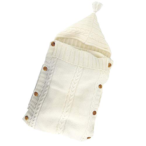 Image of XMWEALTHY Newborn Baby Wrap Swaddle Blanket Knit Wrap Blanket Bag Receiving Blankets Stroller Wrap for Baby Beige 0-6 Month