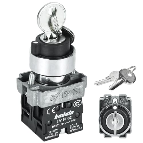 Interrupteur à clé 3 positions DPDT 2NO 10A serrure 22mm commutateur rotatif industriel