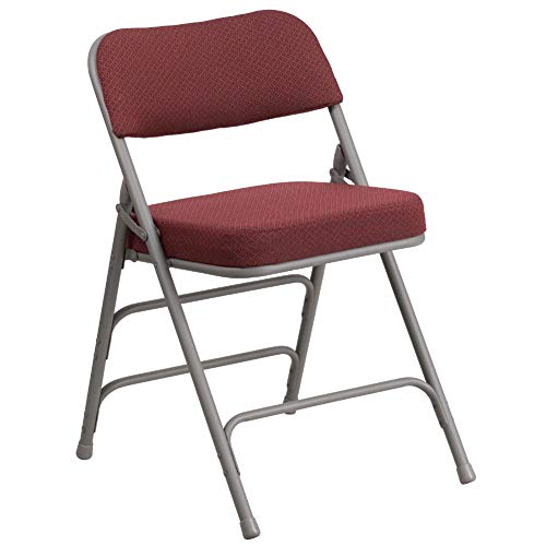 Flash Furniture HERCULES Series Premium Curved Triple Braced & Double Hinged Burgundy Fabric