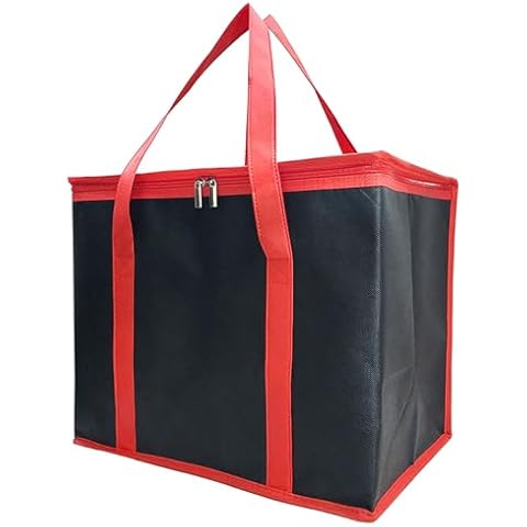 YIKANGHENG Pizza Delivery Bags, 16 Inch x 13 Inch x 10.2 Inch 2 Layer Non Woven Fabric and Thermal Insulation Cotton for Warm and Cold Keeping (black) Cover