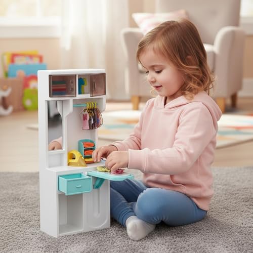 Image of NHR Baby Doll Wardrobe Set for Kids, Mini Pretend Wardrobe Toy Set with Toy Cloths & Accessories, Role Play Learning Toy for Toddlers & Girls (2+ Years)