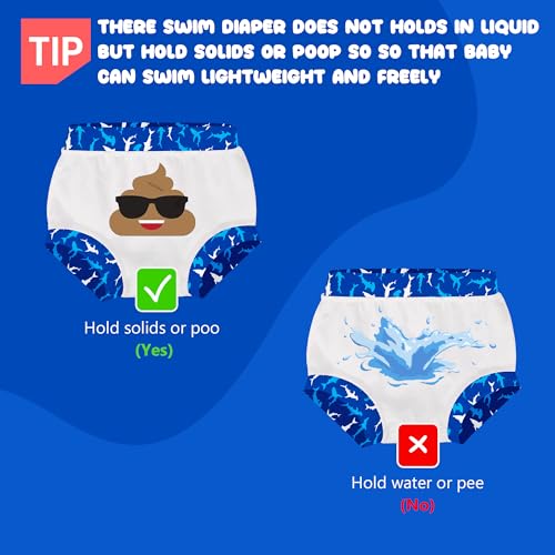 BIG ELEPHANT Baby Swim Diapers 3pcs, Reusable Adjustable Washable Waterproof Swimming Diaper for Boy's and Girl's, 12-24 Months - Image 3