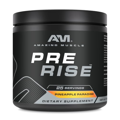 Image of Amazing Muscle Pre Rise | Pre-Workout Powder Supplement with Caffeine & Beta-Alanine for Men & Women | 25 Servings (25 Servings, Pineapple Paradise)