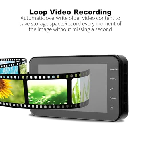 Image of Car Rearview Camera,4 Inch Motorcycle DVR 1080P Front & Rear Camera Driving Video Recorder Dash Cam