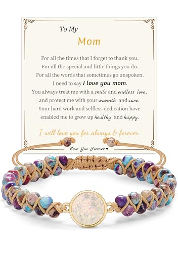 Image of Gifts for Daughter Granddaughter Christmas Gift To My Mom Grandma Wife Girlfriend Sister Jasper Heart Beaded Bracelets Birthday Valentines Mothers Day Stocking Stuffers for Teens Handmade Jewelry