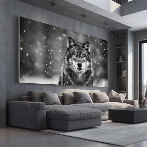 Portrait loup noir et blanc affiche d'art moderne pour salon