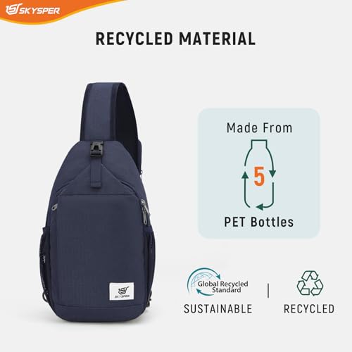 Image of SKYSPER Sling Bag RFID Cross Body Bag Recycled Crossbody Backpack Travel Daypack