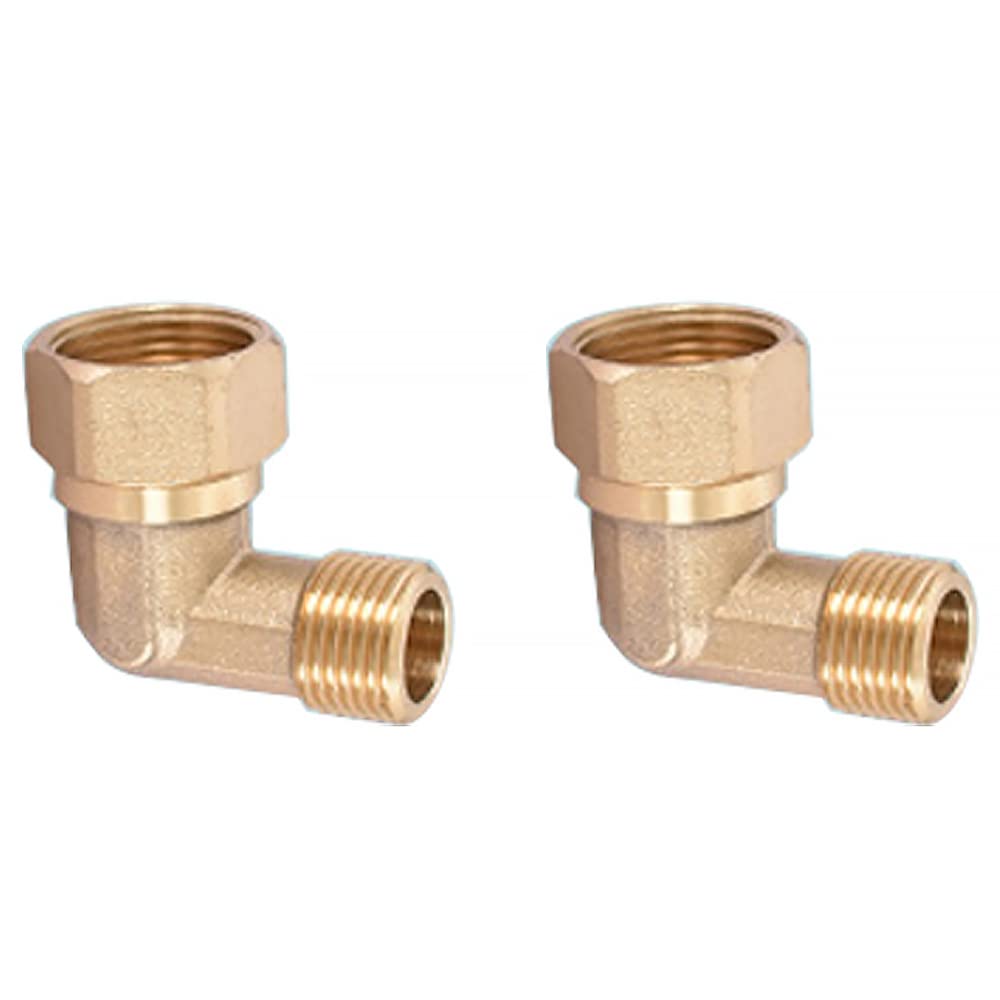 2PCS Brass Garden Hose Tap Connector, 3/4" Pipe Connection Screwed Fittings for Water & Heating Systems Max Temperature Max Pressure (3/4" Male-1/2 Female Thread Union Elbow)