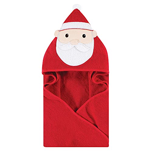 Image of Hudson Baby Unisex Baby Cotton Animal Face Hooded Towel, Santa, One Size