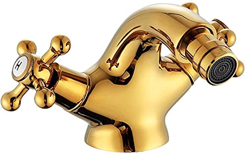 Grifo de latón dorado galvanizado de doble manija, el regalo perfecto para una nueva casa