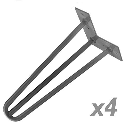 PrimeMatik - Pies para Mesa y Mueble Patas en Acero 3 Varillas 41 cm 4-Pack
