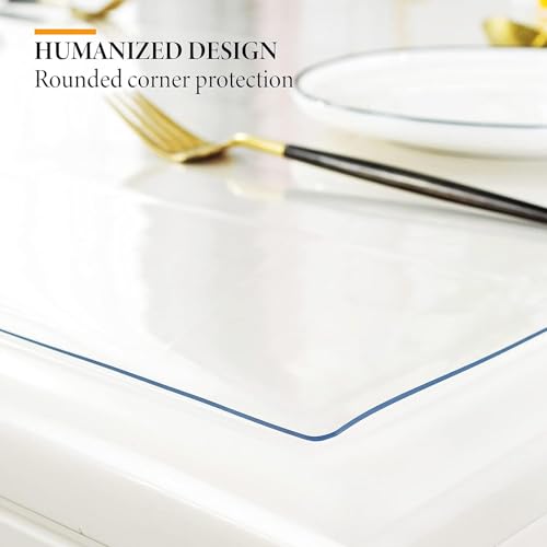 Image of Deep Dream 1.5mm Clear Desk Cover Protector, 18x51 Inch Clear Desk Cover, Rectangular Vinyl Desk Pad, PVC Plastic Table Cover for Office, Dresser, Night Stand, Computer & Writing Desk Tabletop
