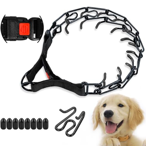 Supet No Pull Dog Training Collar, Adjustable Dog Training Collar with Buckle for Small Medium Large Dogs(Packed with One Extra Links) (S (Neck: 14"-16'' Weight: Around 35 lbs), Black)