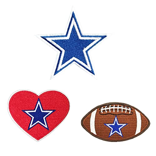 Lovezzr 3Pcs Rugby Fans' Favorite Team Logo,Rugby Logo and Heart Logo Iron On Sew On High-end Embroidered Patch Set for Jackets Backpacks Jeans and Clothes