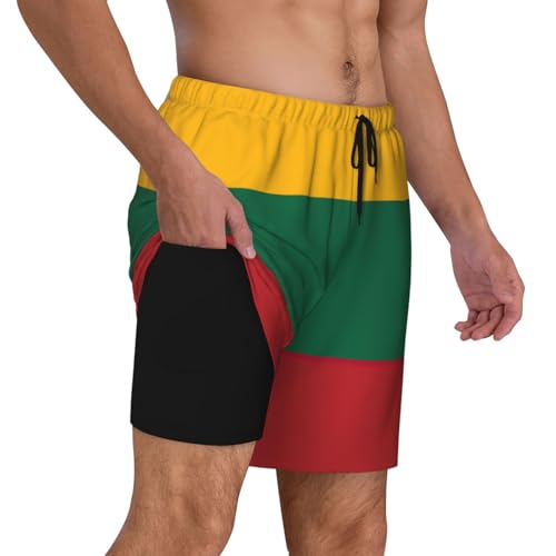 Flag of Lithuania Print Men Stylish Functionality Swim Trunks Breathable Beach Shorts Surfing Gym Fishing3