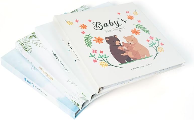 Baby Memory Book First 5 Years, Keepsake Milestone Journal for Boy and Girl, Gender Neutral Scrapbook Album, 253x250x25mm (Traditional)