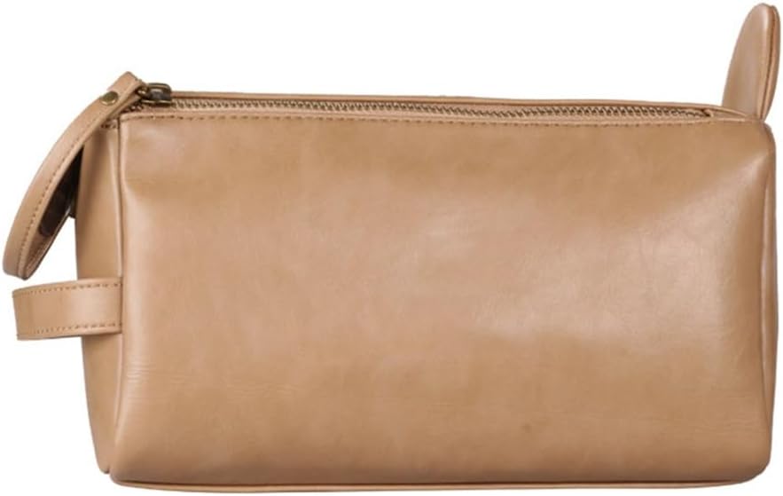 Washing bag for men, zippered leather portable storage for business trips, magnetic suction makeup for women