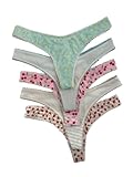 Verdusa Women's 5 Pack Thongs Cute Panties No Show Underwear Low Rise Hipster Multicolor Medium