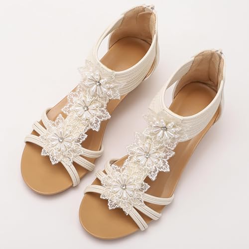 Wedge Sandals for Women Summer Open Toe Fashion Dress Shoes Flower Rhinestone Casual Ankle Strap Platform for Walking Beach Vacation Comfortable Dressy Sandals2