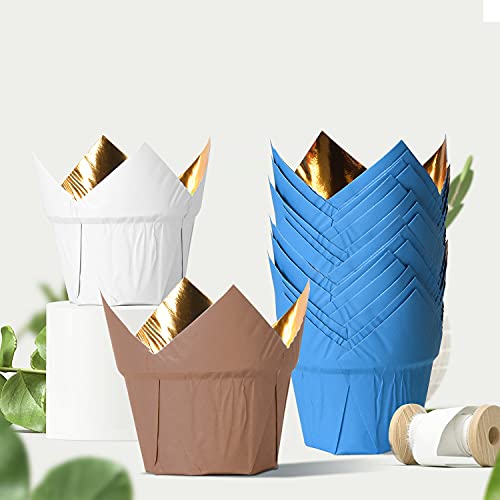 Party Hippo Gold Tulip Cupcake Liners Baking Paper Cups Holders Greaseproof Muffin Cases Wrappers For Wedding Birthday Party Baby Shower (Rose Gold) #TOP5