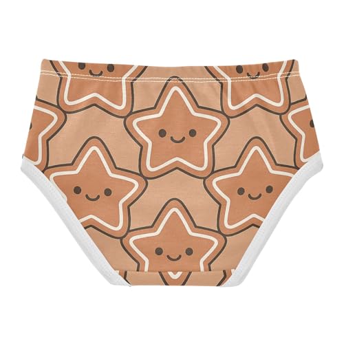 Girls' Organic Cotton Panties Organic Underwear for Young Girls Gingerbread Star Seamless Pattern2