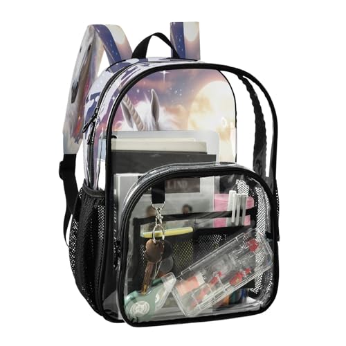 White Horse Clear Backpack - Stadium Approved Large 15.7-inch Waterproof Transparent Bag for Sports, Concerts, Work, Travel#1172