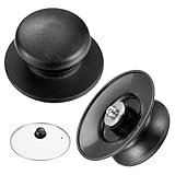 2 Stück Topfdeckel Griff,Robust Deckelknopf für Glasdeckel,Topfdeckelknopf,Topfdeckelgriff,Universal Deckelknauf,Praktisch Hitzebeständig,Geeignet für zu Hause Auswechselbare Topfdeckelknöpfe(Schwarz)