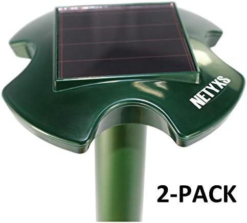 Solar Powered Ultrasonic Repeller For Moles, Rodents, Snakes, Rats, Gophers, Mice, Outdoor for Lawn Garden Farm, Waterproof, Pest Control Repellent, Pack of 2, Vole Chaser, Trap, Plague Deterrent