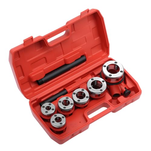 Coffret Filières de plombier à Tête interchangeable Taraud Coupe-tube 9 Pièces Outil Plomberie